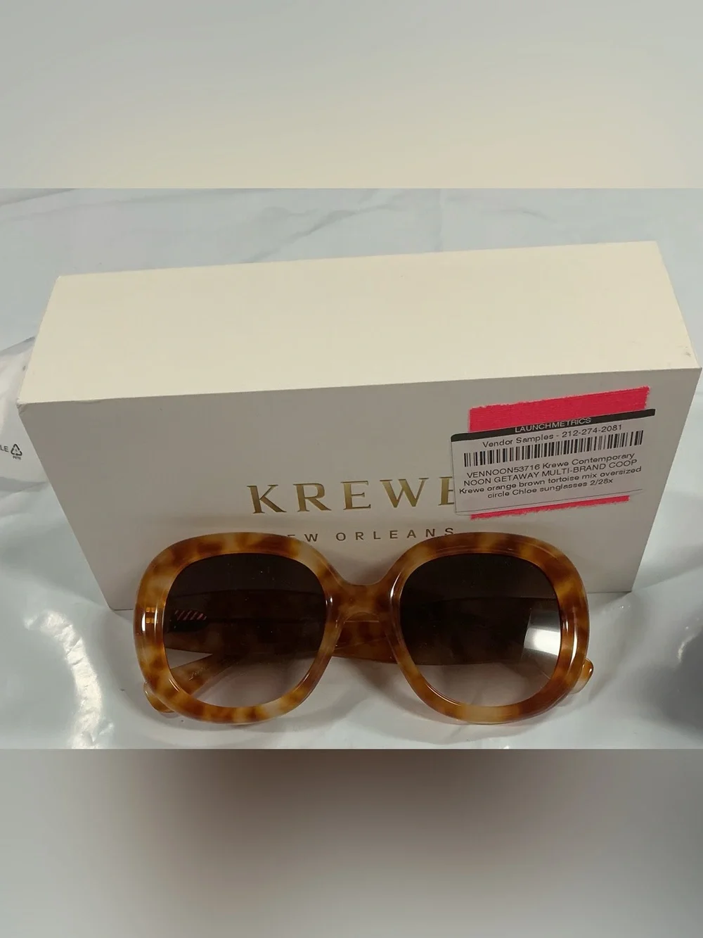 KREWE Tortoise Round Sunglasses with Gradient Brown Lenses PR10-1003
